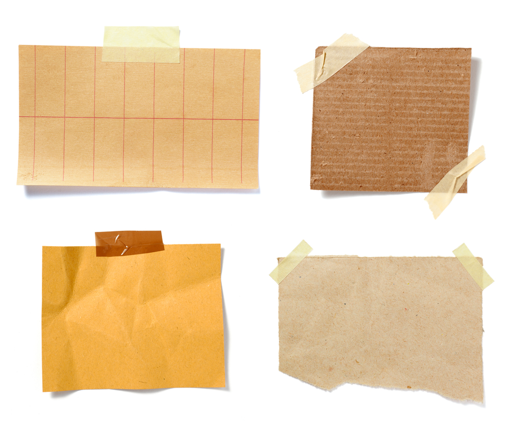collection of old note paper paper on white background. each one is in full cameras resolution